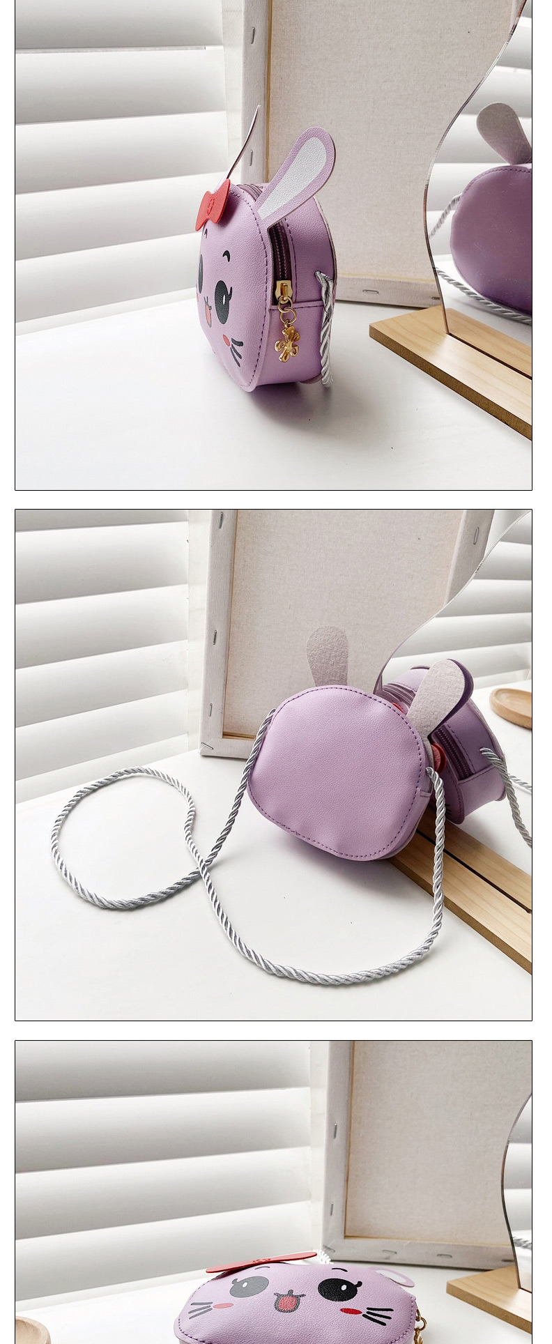 Fashion Purple Bunny Print Kids One-shoulder Messenger Bag,Shoulder bags