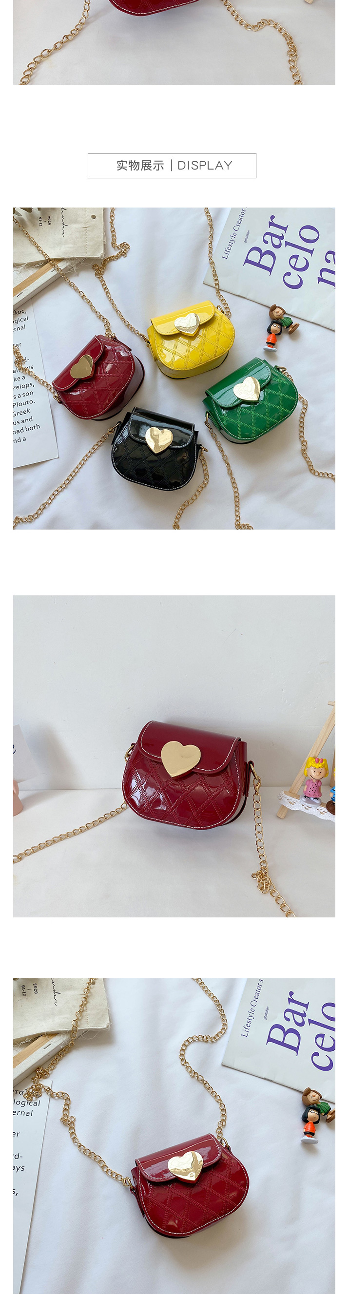 Fashion Yellow Childrens One-shoulder Diagonal Bag With Chain Love Lock,Shoulder bags