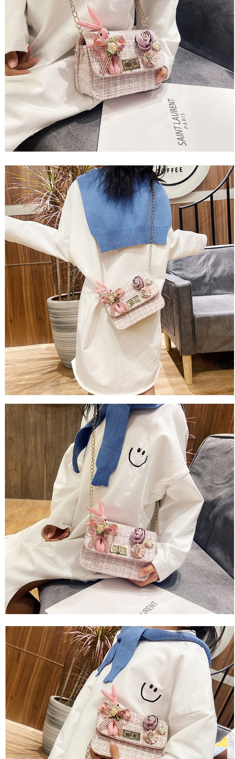 Fashion Rabbit Powder Chain Lock Rabbit Childrens One-shoulder Diagonal Bag,Shoulder bags