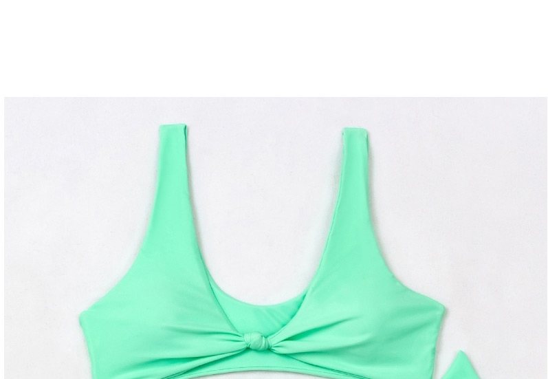 Fashion Lake Green Pure Color Knotted Solid Color Split Swimsuit,Bikini Sets