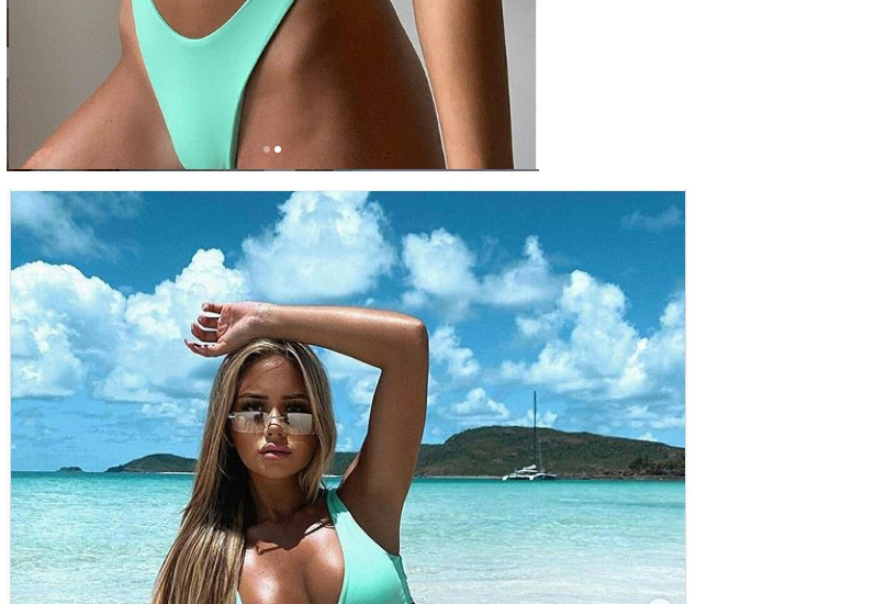 Fashion Lake Green Pure Color Knotted Solid Color Split Swimsuit,Bikini Sets