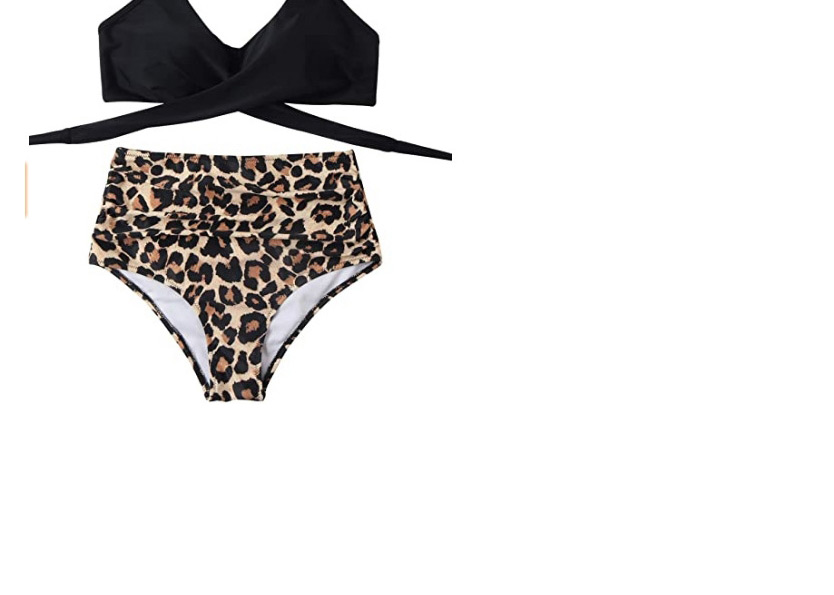 Fashion Black Solid Color Cross Pleated Split Swimsuit,Bikini Sets