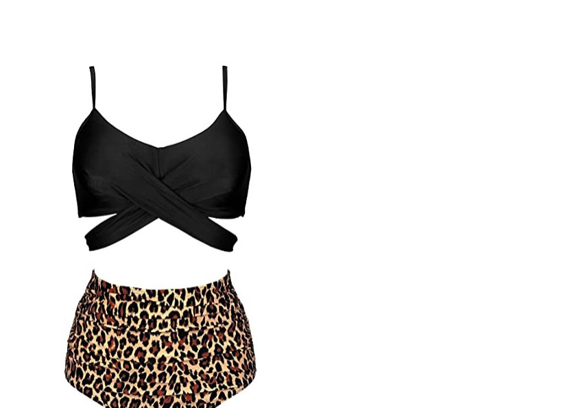 Fashion Black Solid Color Cross Pleated Split Swimsuit,Bikini Sets