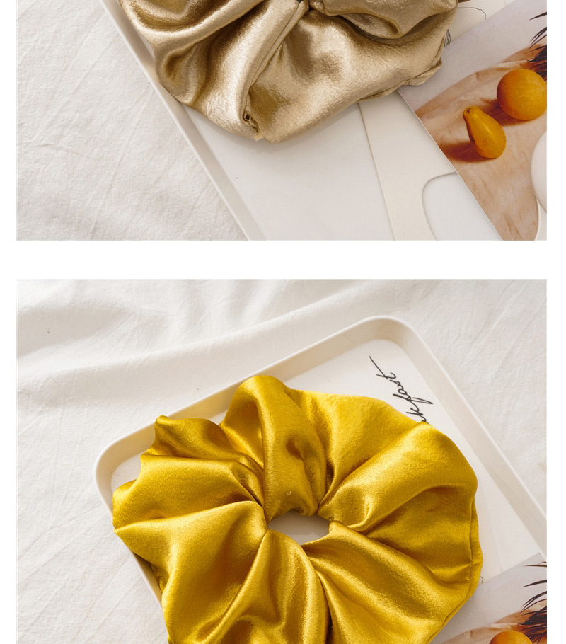 Fashion Oversized Glossy Yellow Shiny Satin Solid Color Smooth Large Intestine Circle Hair Rope,Hair Ring
