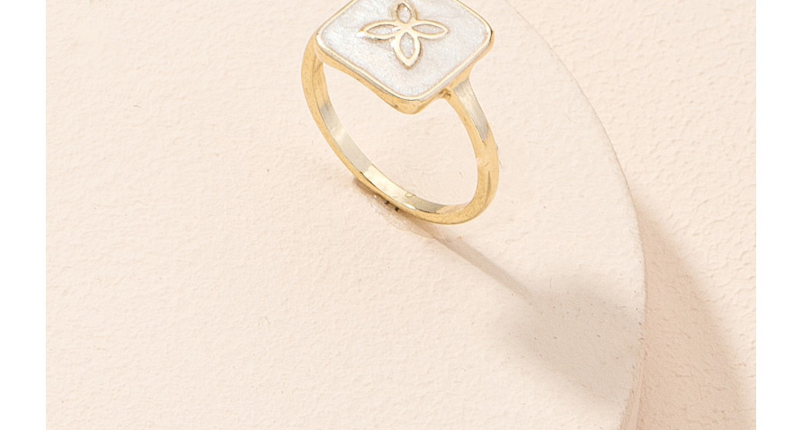 Fashion Gold Color Lucky Four-leaf Clover Alloy Square Ring,Fashion Rings