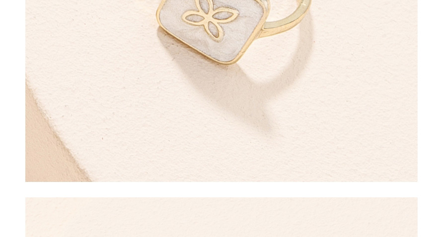 Fashion Gold Color Lucky Four-leaf Clover Alloy Square Ring,Fashion Rings