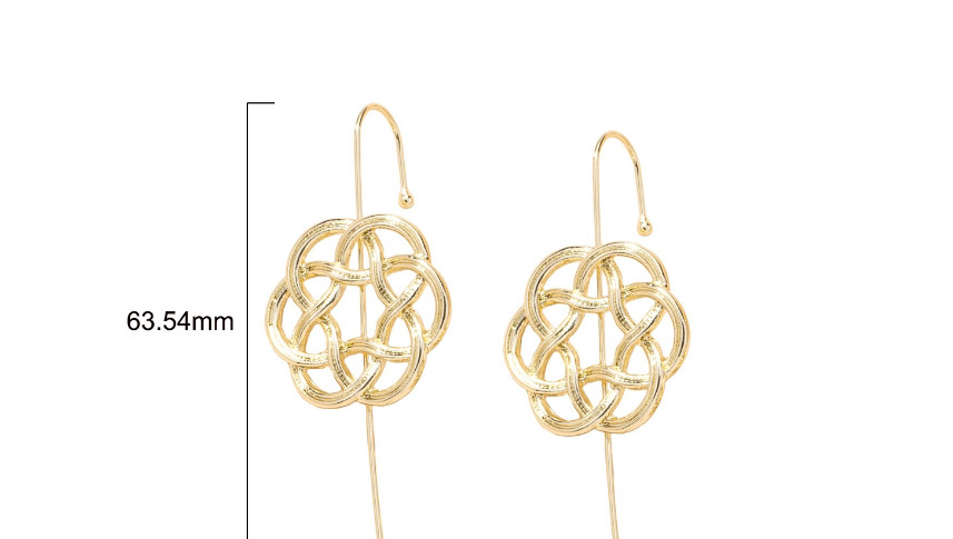 Fashion Gold Color Woven Hollow Flower Pierced Earrings,Stud Earrings