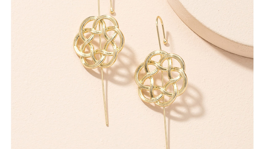 Fashion Gold Color Woven Hollow Flower Pierced Earrings,Stud Earrings