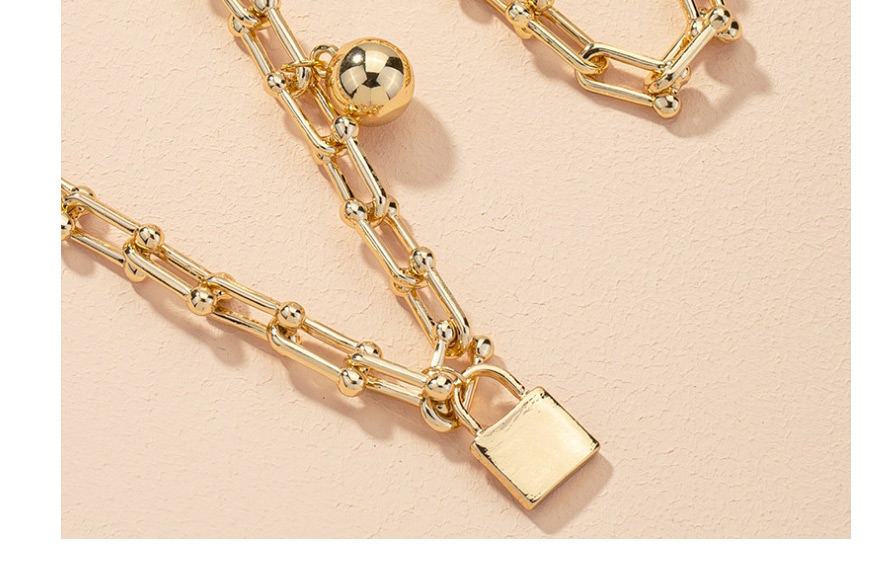 Fashion Necklace U-shaped Lock Small Lock Alloy Pendant Multi-layer Necklace Bracelet,Chains