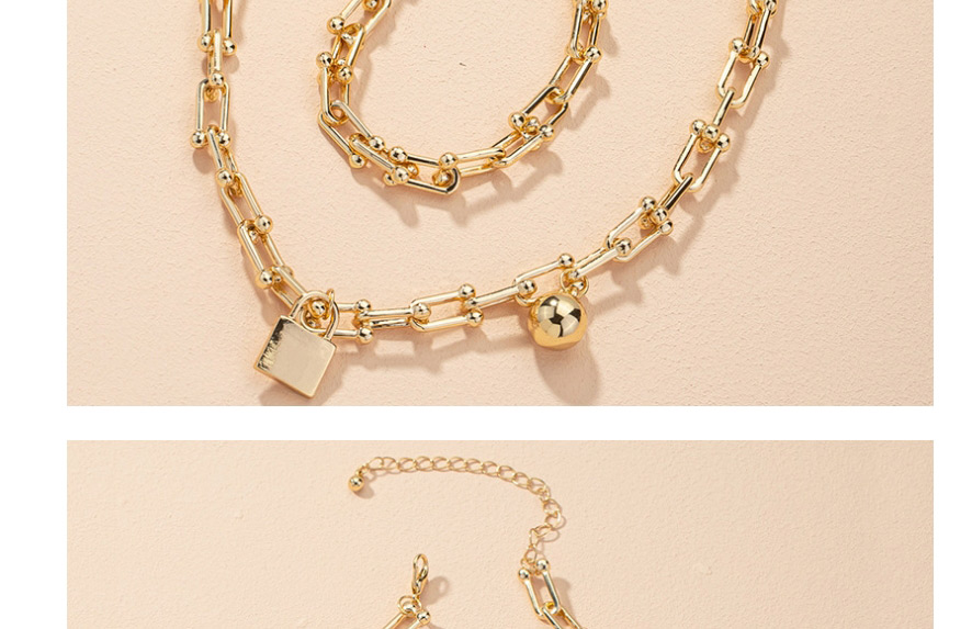 Fashion Necklace U-shaped Lock Small Lock Alloy Pendant Multi-layer Necklace Bracelet,Chains