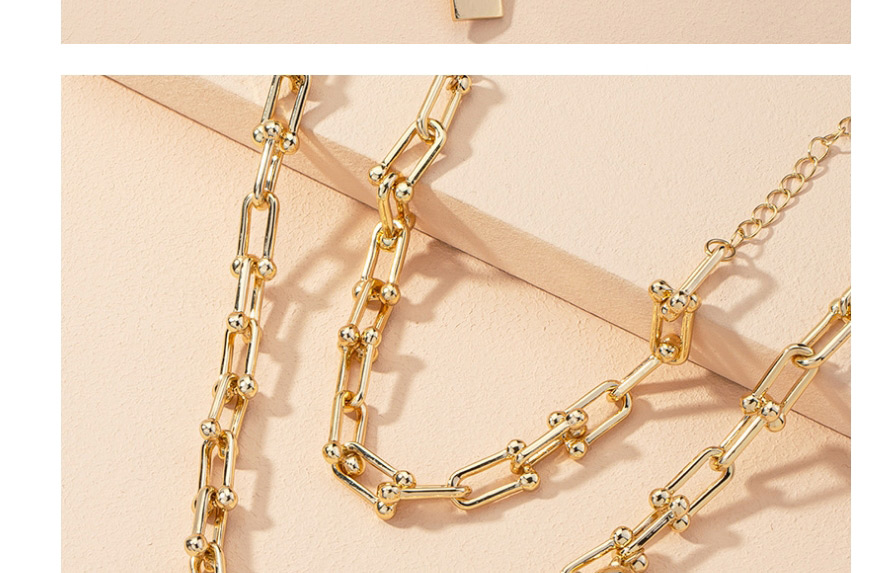 Fashion Set U-shaped Lock Small Lock Alloy Pendant Multi-layer Necklace Bracelet,Jewelry Sets