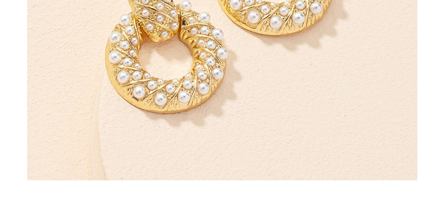 Fashion Gold Color Geometric Circle Pearl Alloy Earrings,Stud Earrings