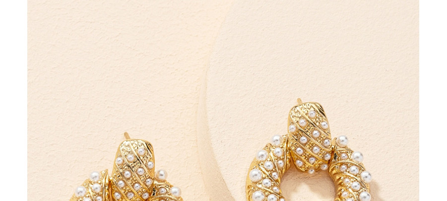 Fashion Gold Color Geometric Circle Pearl Alloy Earrings,Stud Earrings