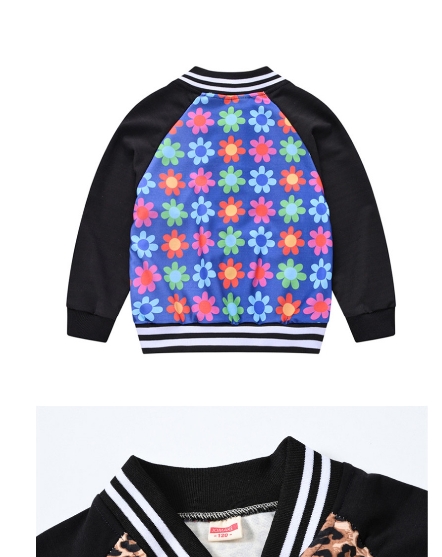 Fashion Colored Flowers Printed Contrast Stitching Childrens Jacket,Kids Clothing
