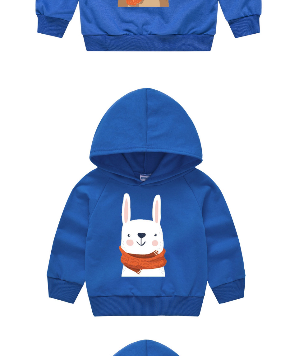 Fashion Royal Blue Crew Neck 3 Round Neck Printed Loose Long-sleeved Childrens Sweater,Kids Clothing