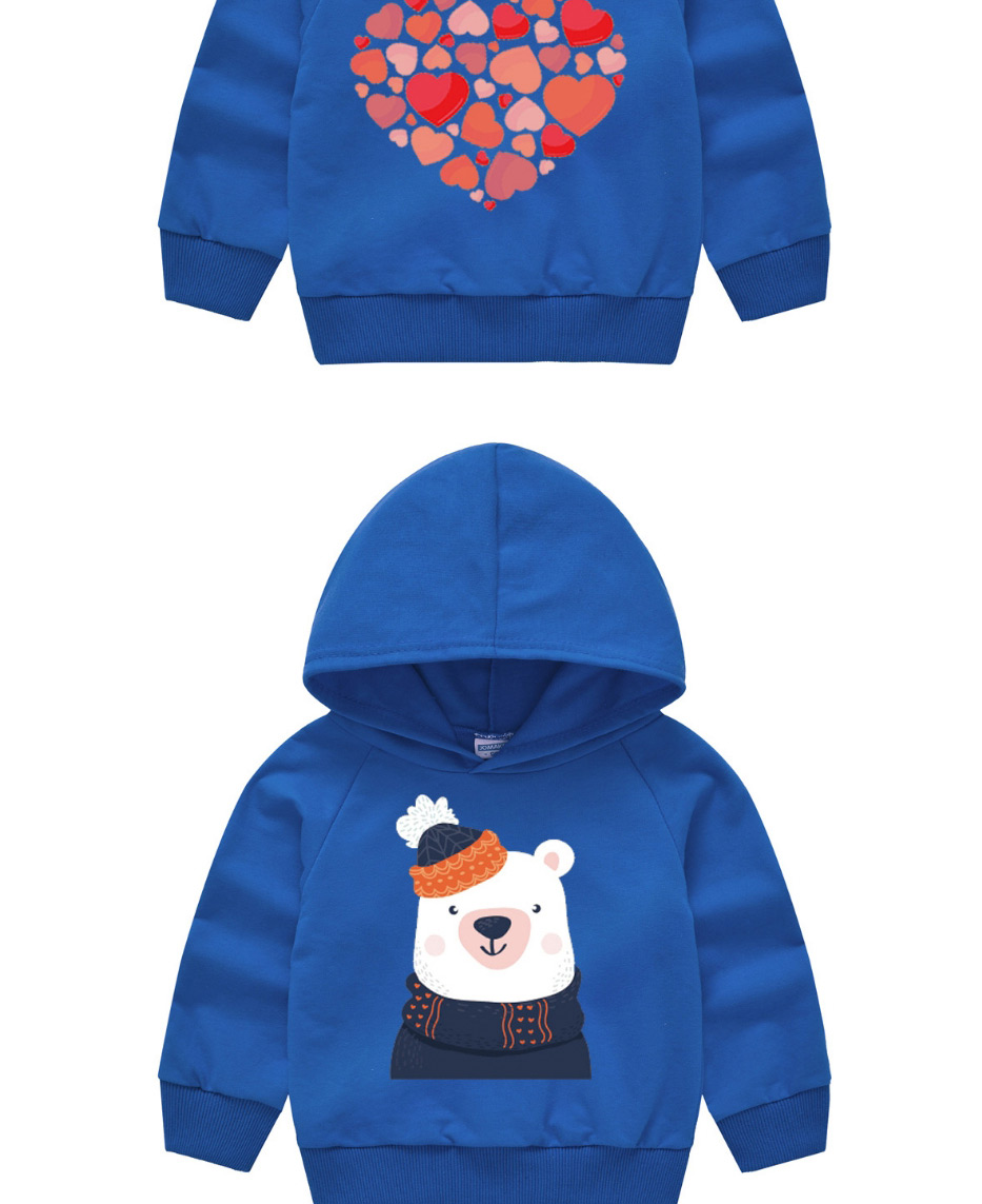 Fashion Royal Blue Round Neck 9 Round Neck Printed Loose Long-sleeved Childrens Sweater,Kids Clothing