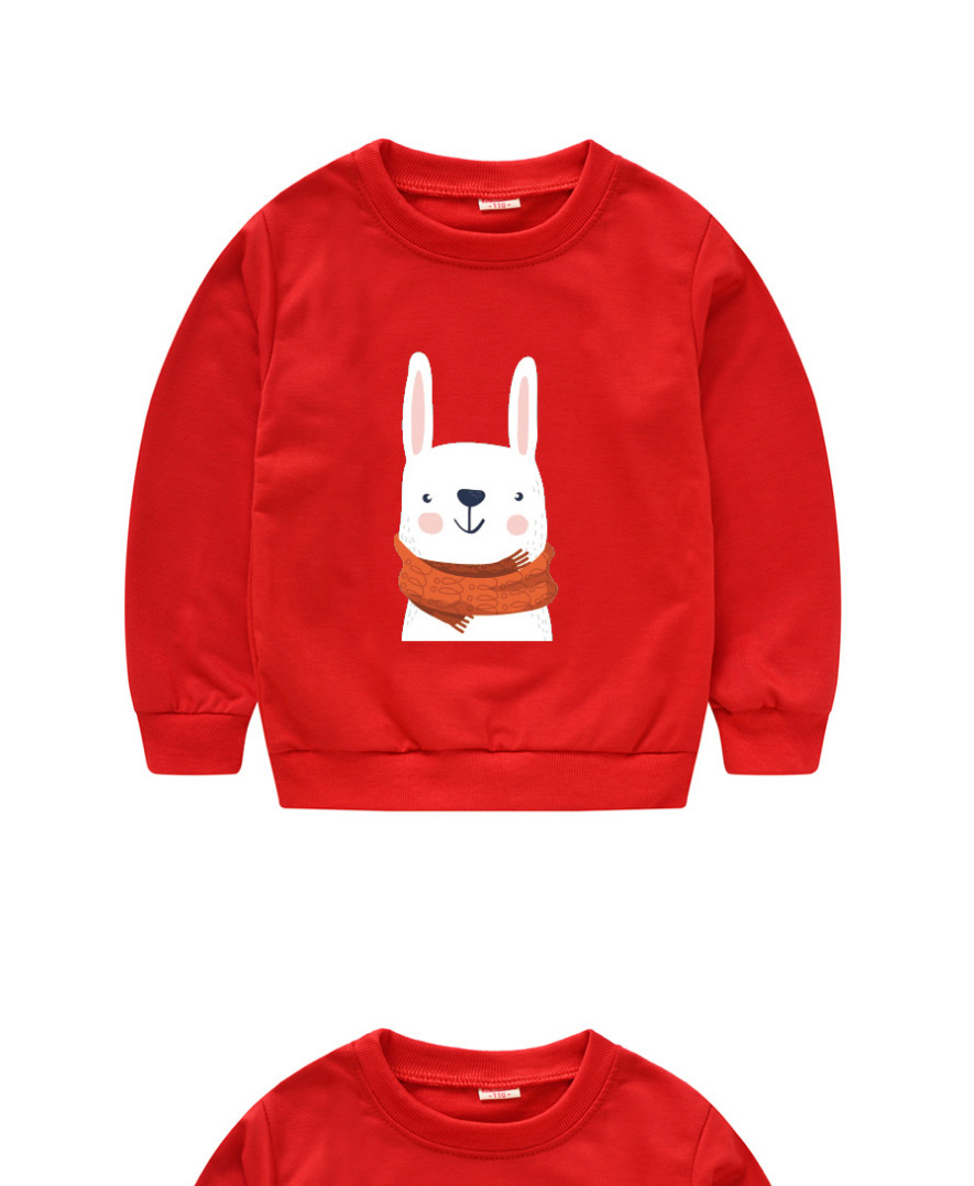 Fashion Red 10 Head Round Neck Print Long-sleeved Childrens Pullover Sweater,Kids Clothing