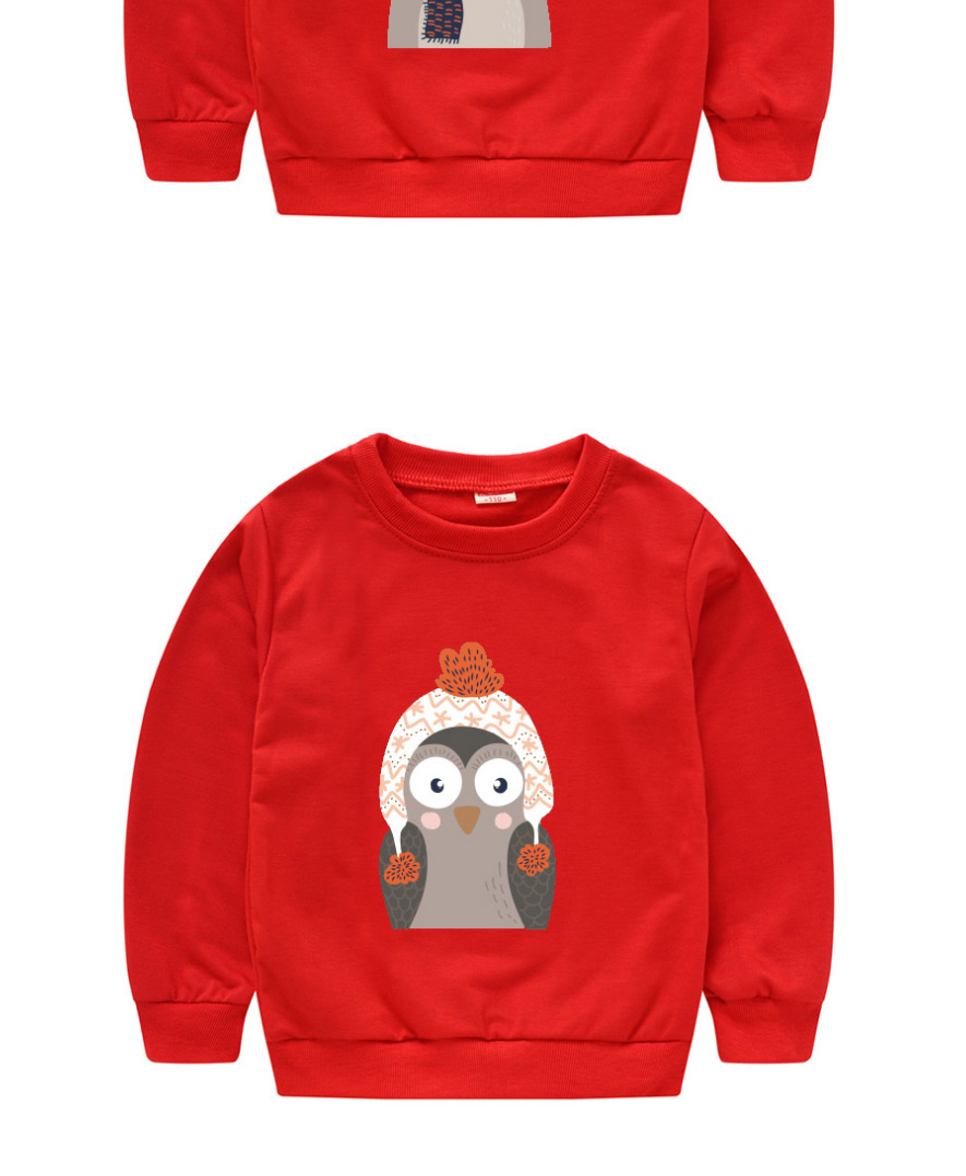 Fashion Red 10 Head Round Neck Print Long-sleeved Childrens Pullover Sweater,Kids Clothing