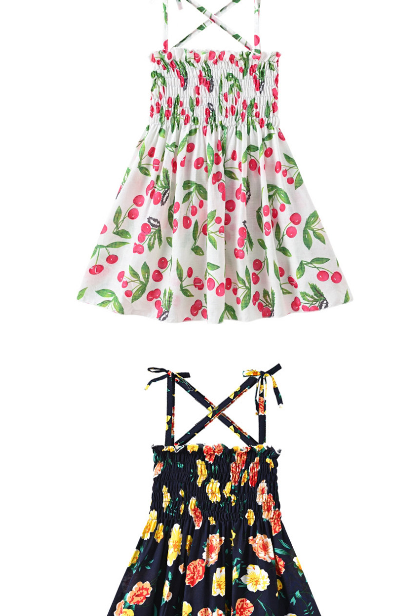 Fashion Color Mixing Sleeveless Flower Print Contrast Color Childrens Sling Dress,Kids Clothing
