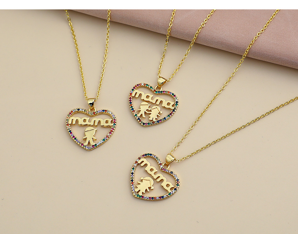 Fashion Golden Copper Inlaid Zircon Letters Mama Girl Necklace,Necklaces