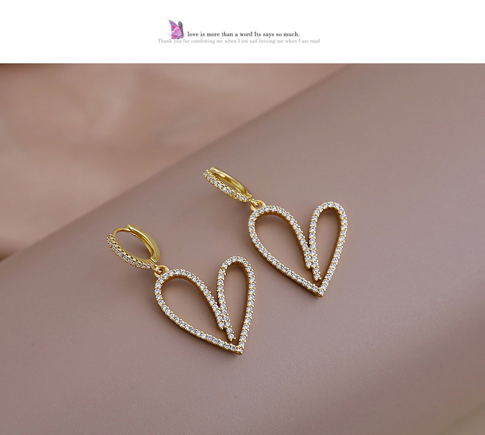 Fashion Color Copper Inlaid Zircon Heart Earrings,Earrings