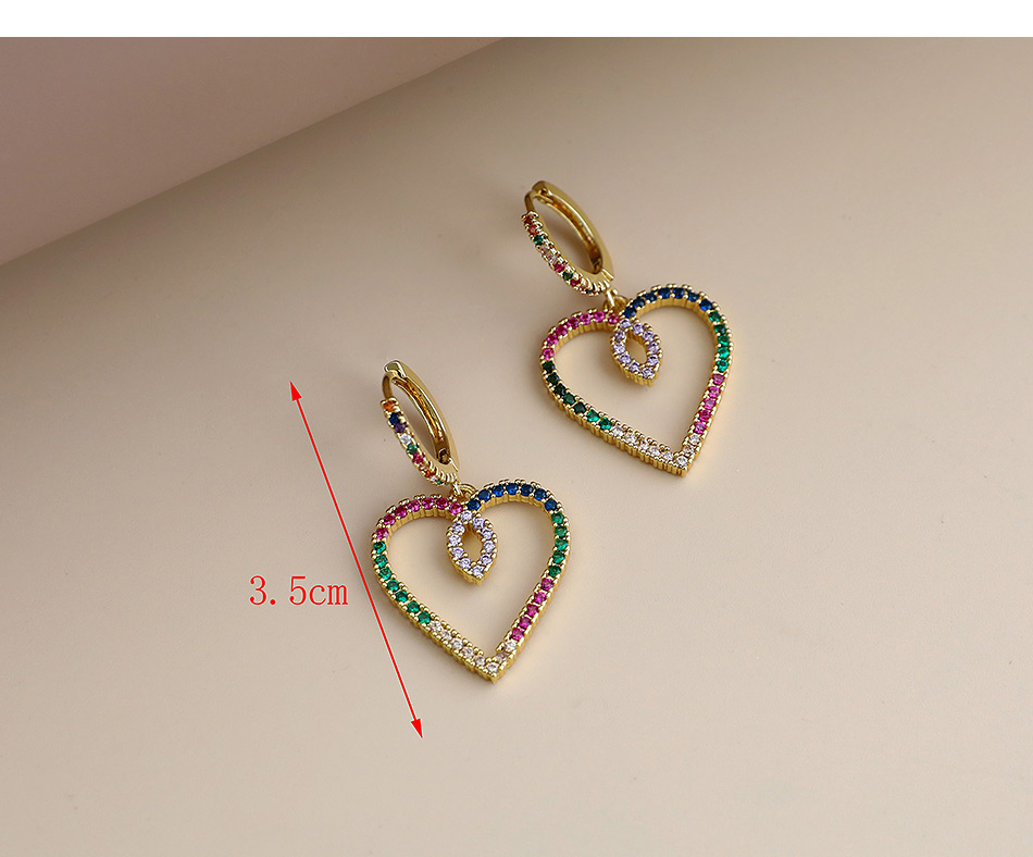 Fashion Golden Copper Inlaid Zircon Heart Earrings,Earrings
