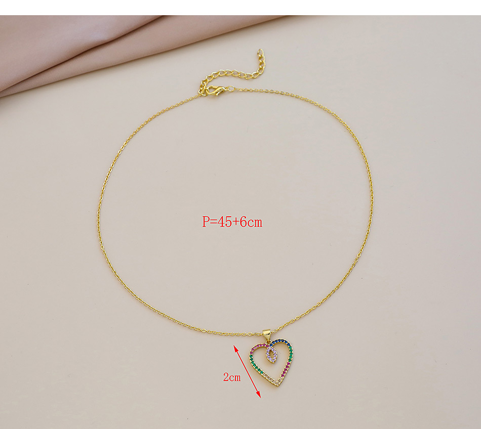 Fashion Golden Copper Inlaid Zircon Heart Necklace,Necklaces