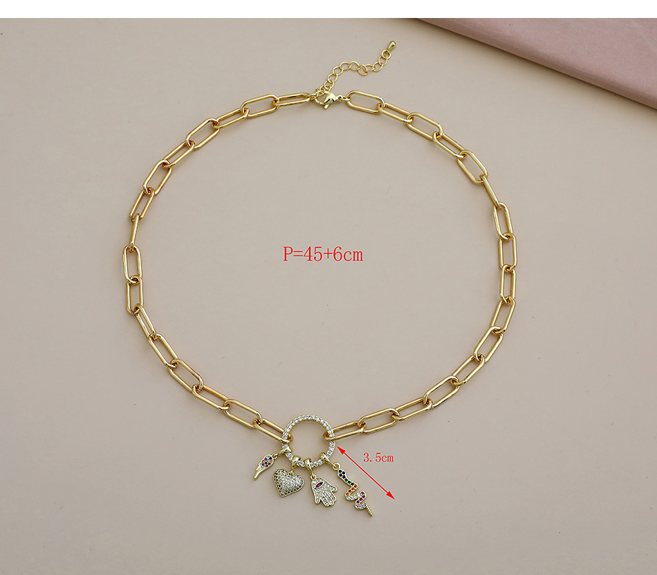Fashion Golden Copper Inlaid Zircon Palm Heart Necklace,Necklaces