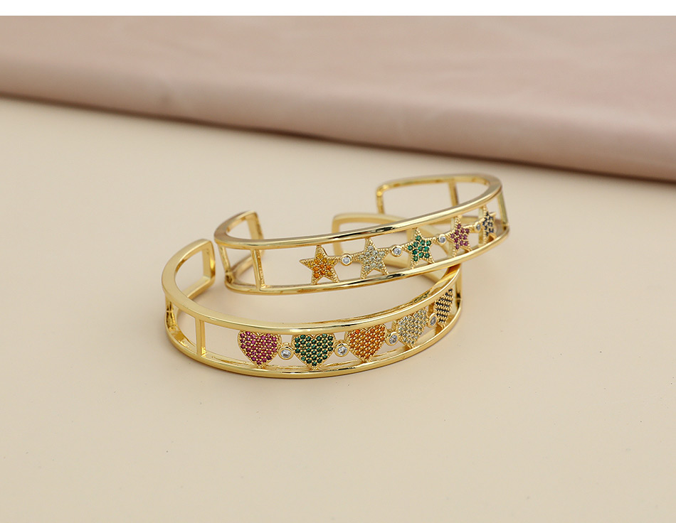 Fashion Golden Copper Inlaid Zircon Heart Bracelet,Bracelets