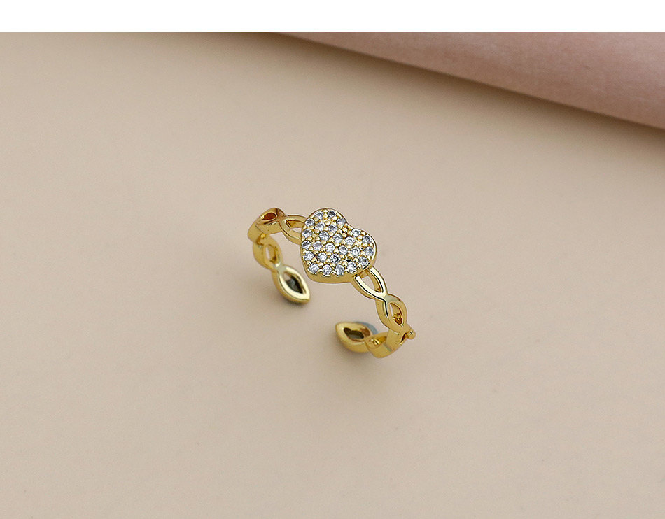Fashion Golden Copper Inlaid Zircon Love Ring,Rings