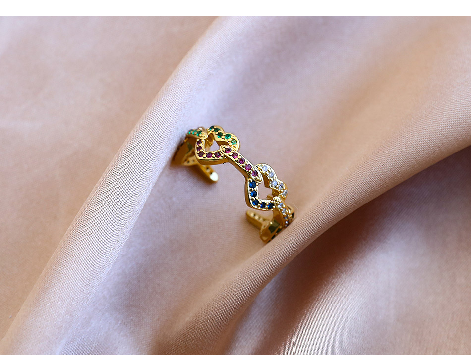 Fashion Color Copper Inlaid Zircon Letter Love Ring,Rings