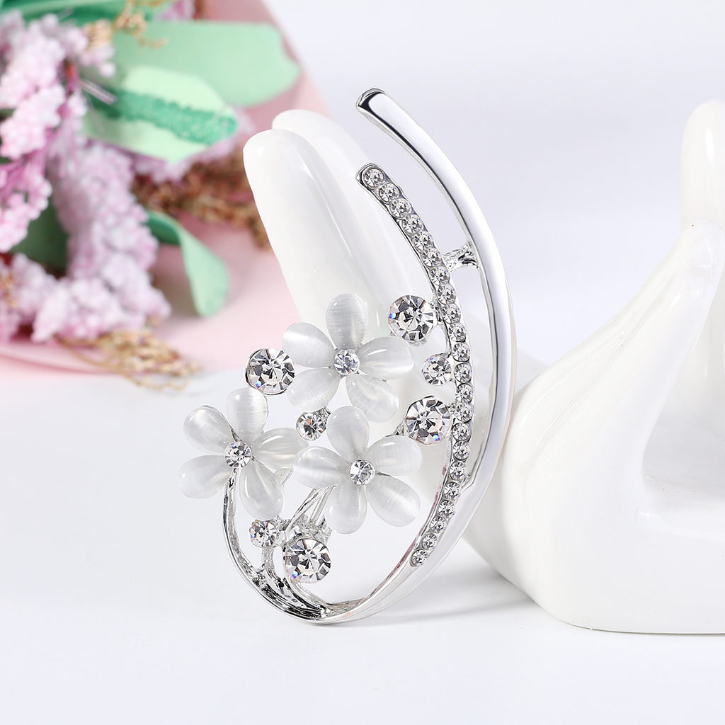 Fashion Silver Alloy Opal Rhinestone Flower Brooch,Korean Brooches