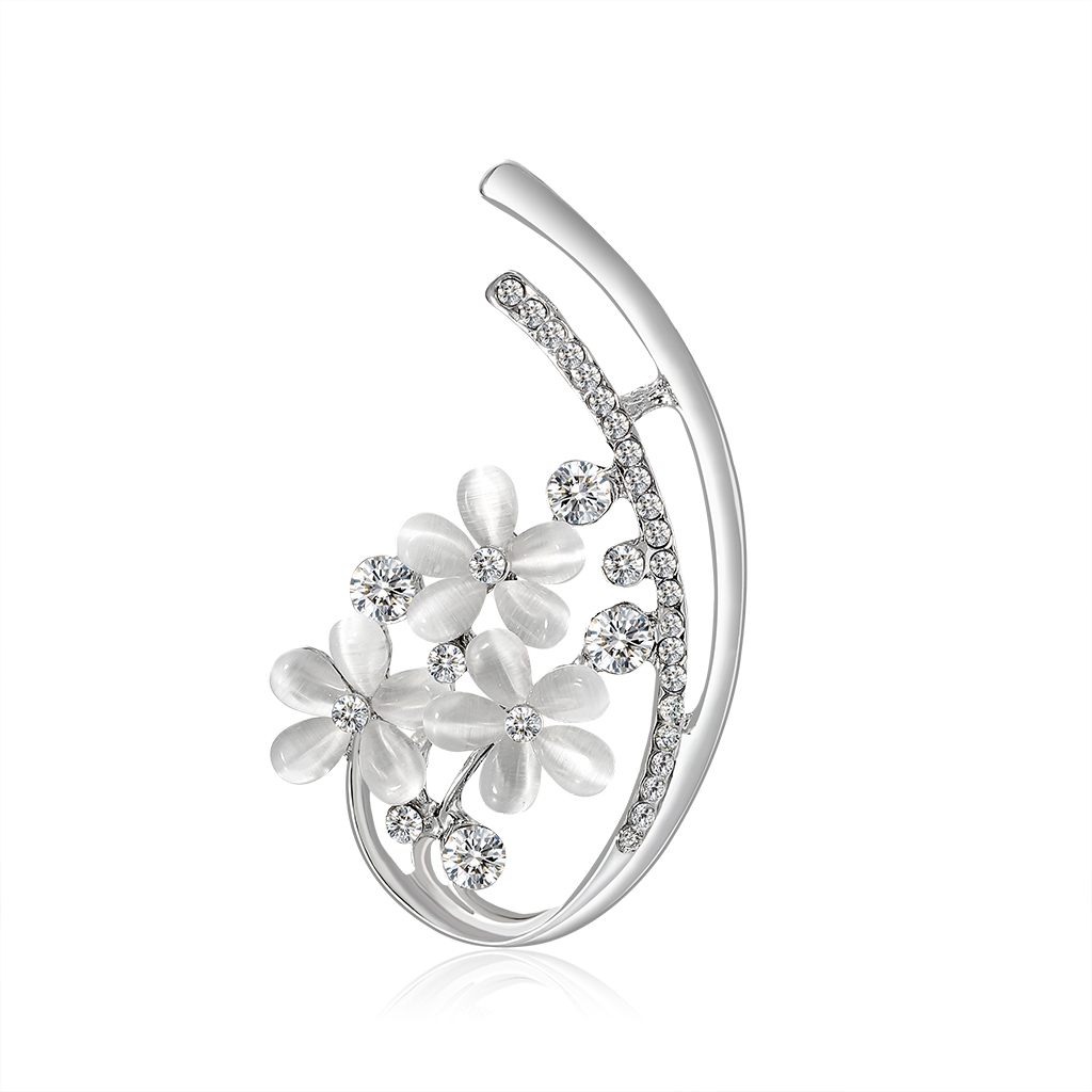 Fashion Silver Alloy Opal Rhinestone Flower Brooch,Korean Brooches