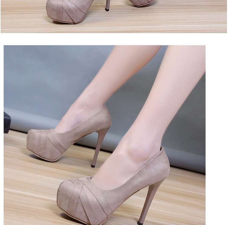 Fashion Khaki High Stiletto Fish Mouth Platform Sandals,Slippers