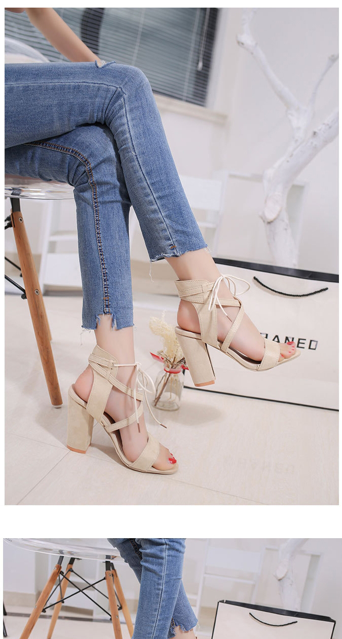 Fashion Pink Fish Mouth Chunky Heel Cross Strap Sandals,Slippers