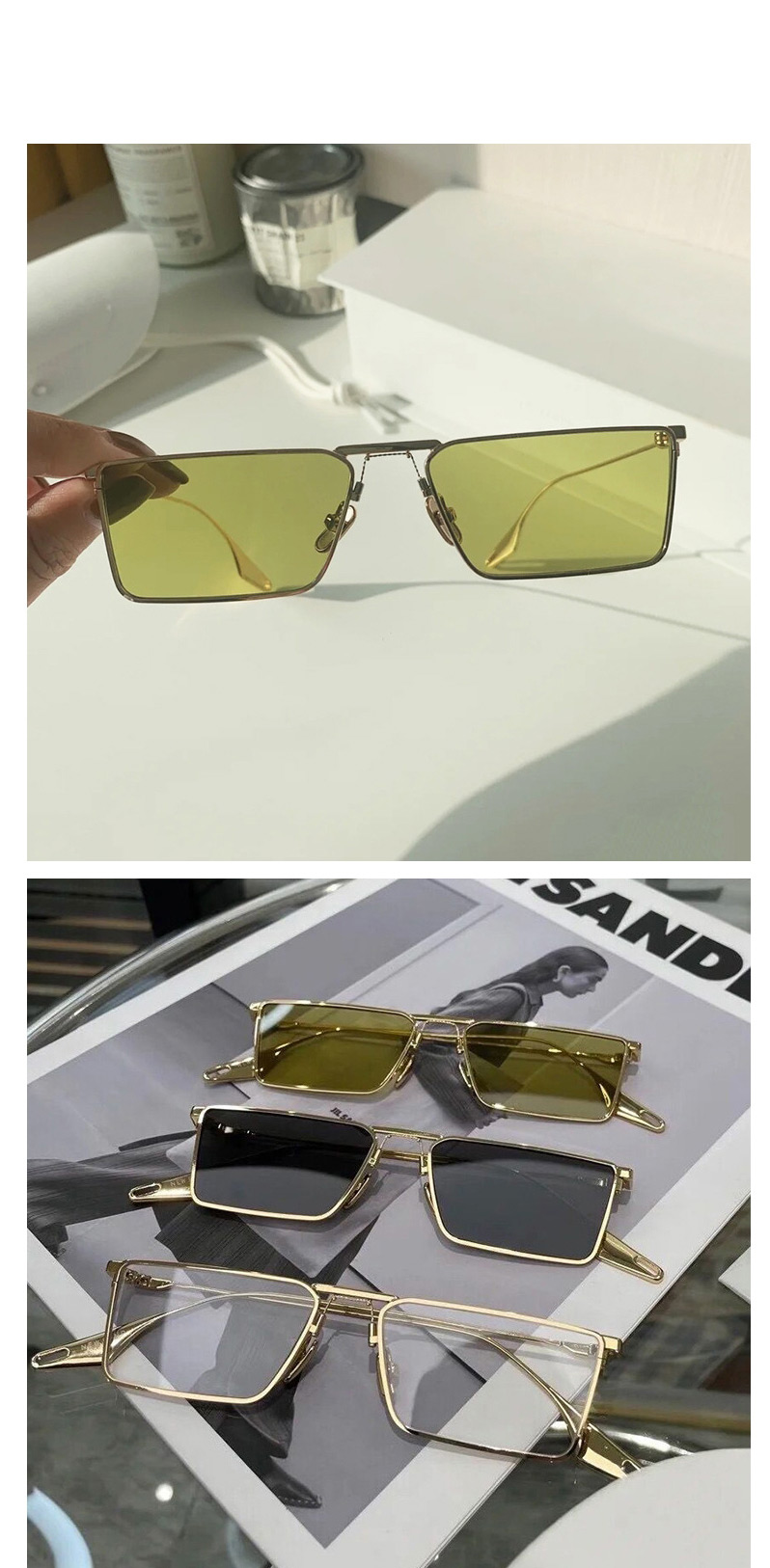 Fashion Gold Frame Gray Piece Metal Small Frame Uv Protection Sunglasses,Women Sunglasses