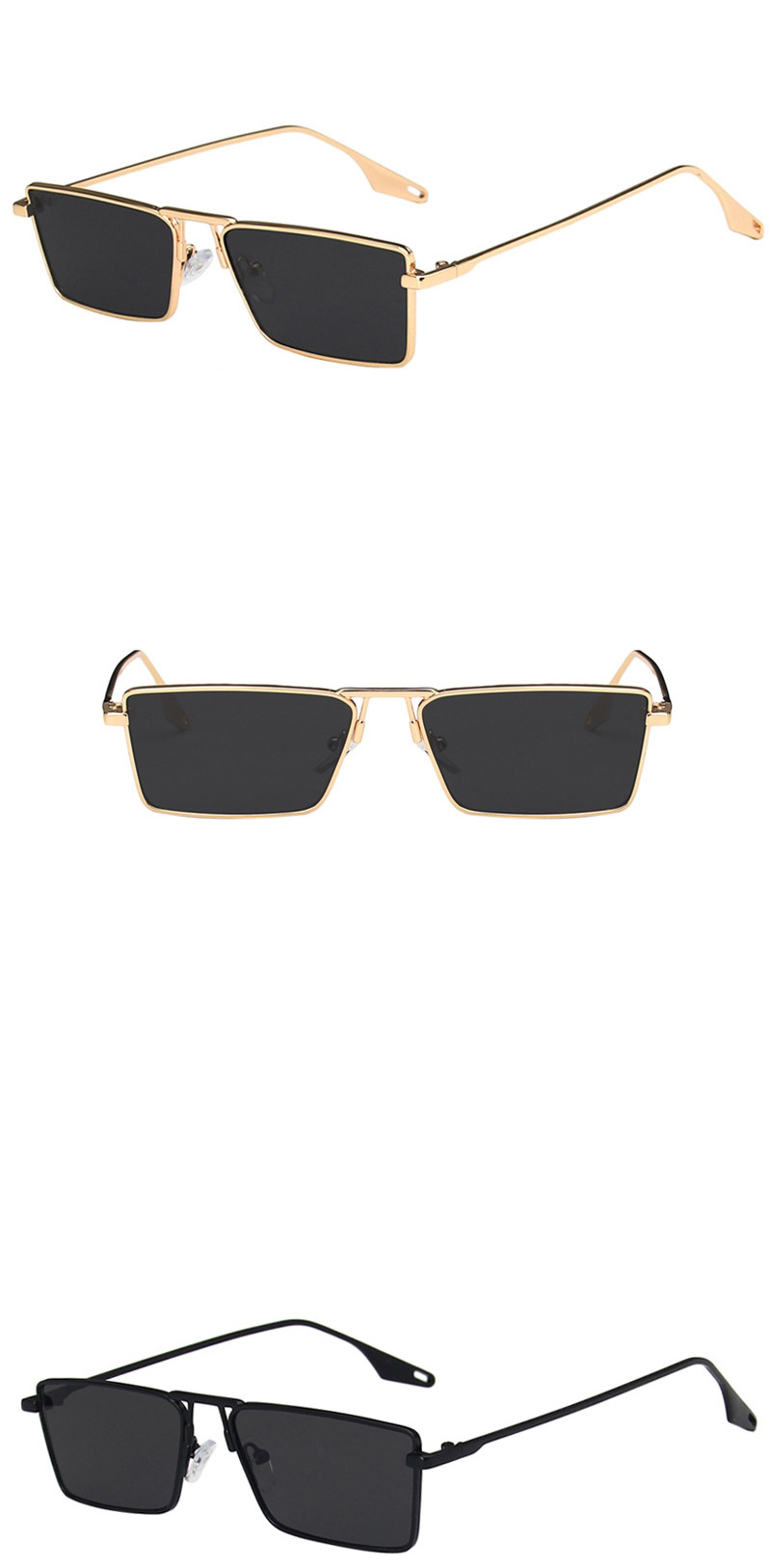Fashion Black Frame White Film Metal Small Frame Uv Protection Sunglasses,Women Sunglasses