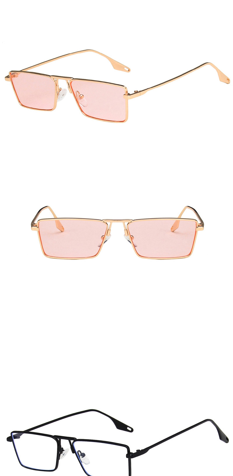 Fashion Gold Frame Gray Piece Metal Small Frame Uv Protection Sunglasses,Women Sunglasses