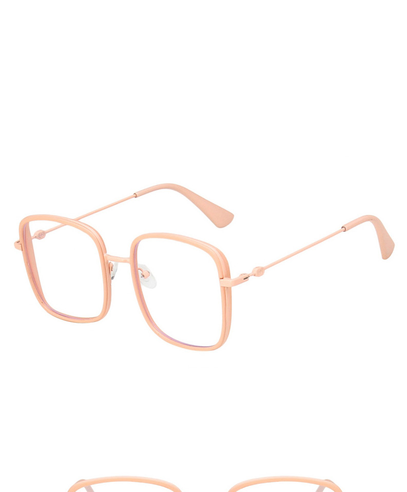 Fashion Pink Anti-blue Square Large Frame Alloy Flat Lens,Fashion Glasses