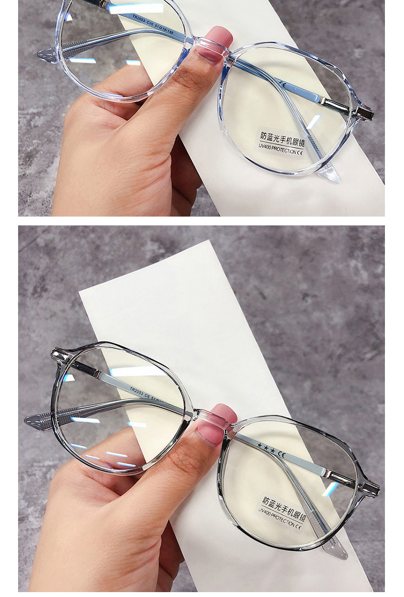 Fashion Transparent Gray Anti-blue Light Irregular Large Frame Flat Lens,Fashion Glasses