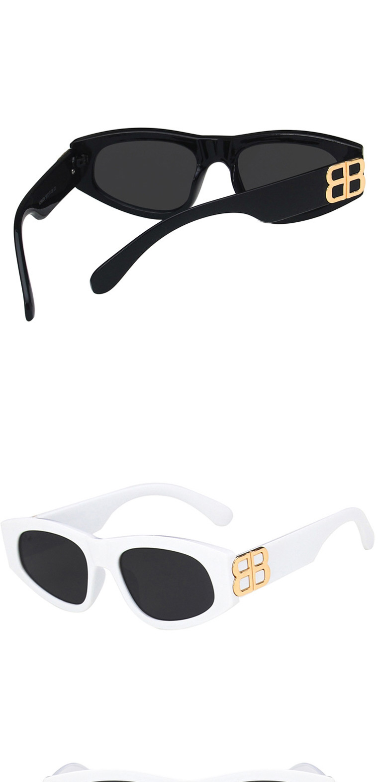 Fashion Bright Black All Gray Resin Small Frame Uv Protection Sunglasses,Women Sunglasses