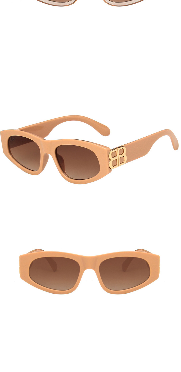 Fashion Rice White Light Tea Resin Small Frame Uv Protection Sunglasses,Women Sunglasses