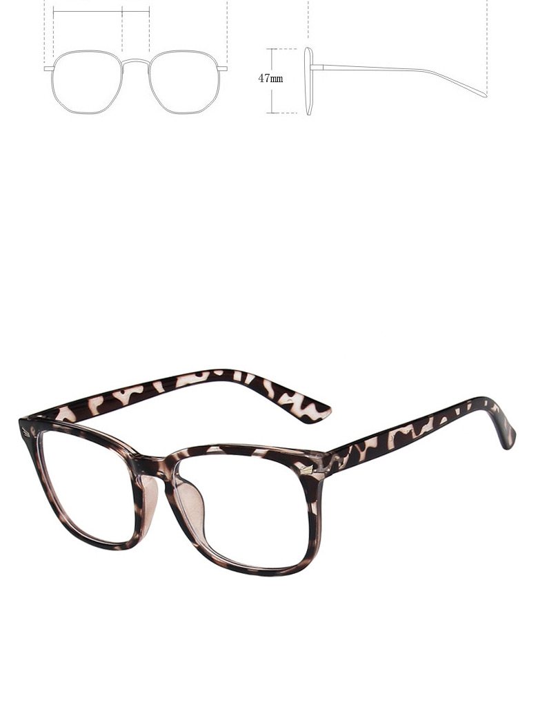 Fashion Leopard Print Rice Nail Anti-blue Light Square Frame Flat Mirror,Fashion Glasses