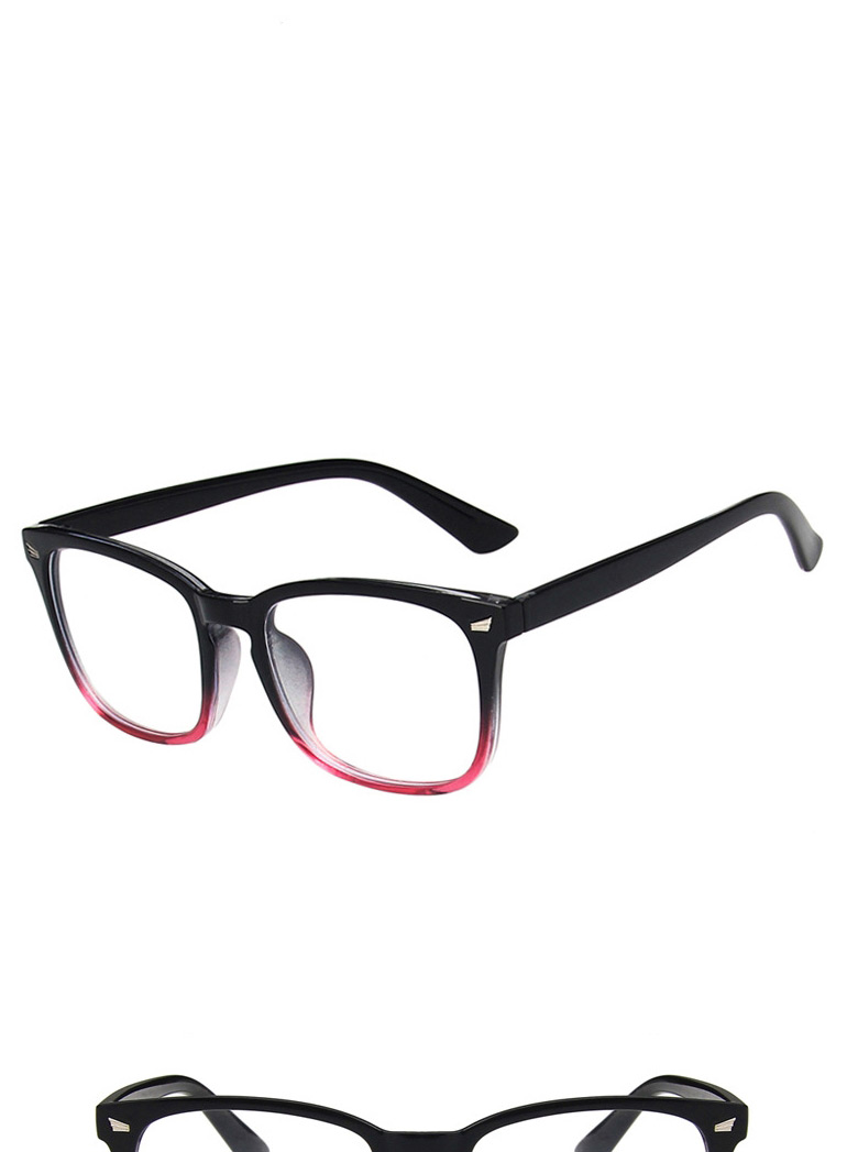 Fashion Upper Black And Lower Red Rice Nail Anti-blue Light Square Frame Flat Mirror,Fashion Glasses