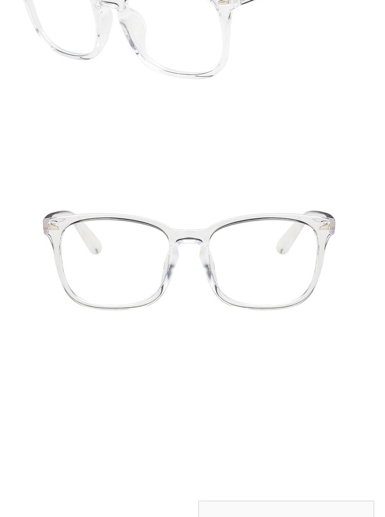 Fashion Transparent White Rice Nail Anti-blue Light Square Frame Flat Mirror,Fashion Glasses