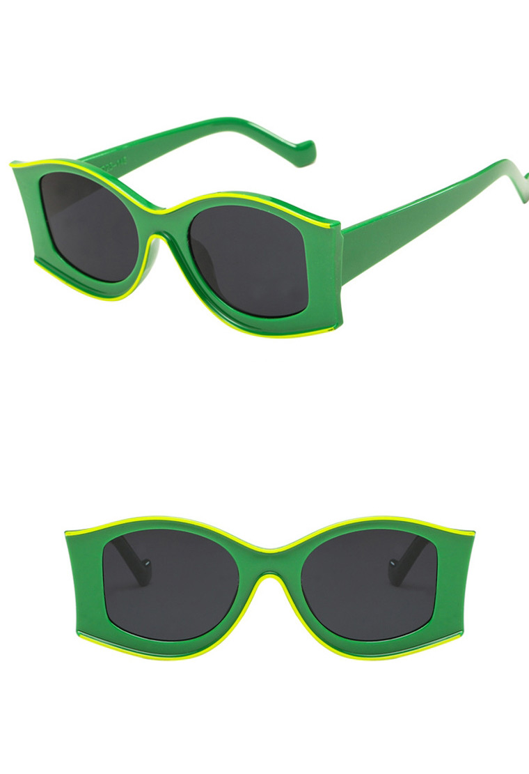 Fashion Dark Green All Gray Irregular Large Frame Resin Sunglasses,Women Sunglasses
