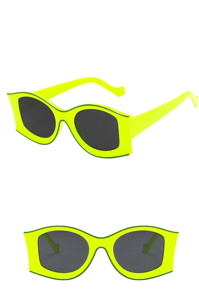 Fashion Yellow Frame All Gray Irregular Large Frame Resin Sunglasses,Women Sunglasses