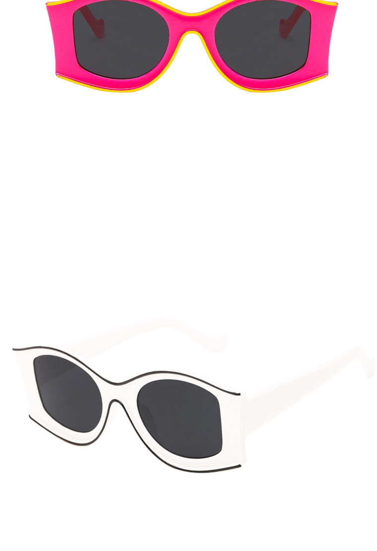 Fashion Real White And Gray Irregular Large Frame Resin Sunglasses,Women Sunglasses