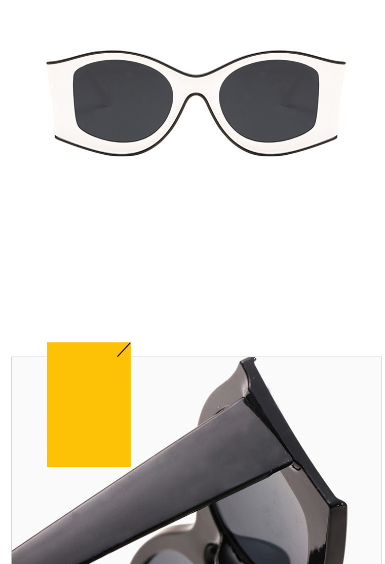 Fashion Bright Black All Gray Irregular Large Frame Resin Sunglasses,Women Sunglasses