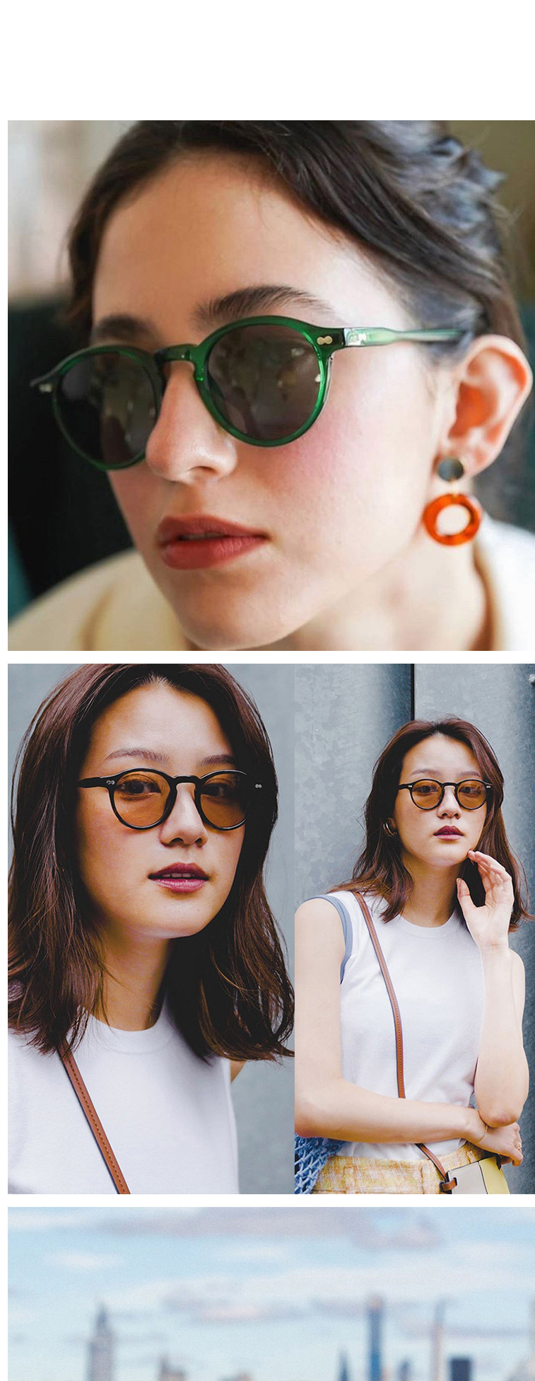 Fashion Real White Gray Flakes Small Frame Mi Nail Resin Round Sunglasses,Women Sunglasses